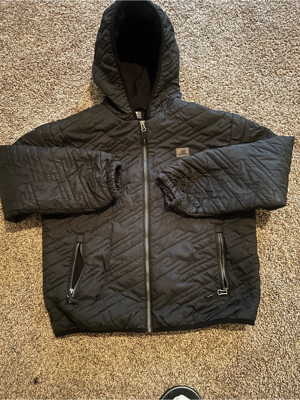 New Balance Black Quilted Hooded Jacket
